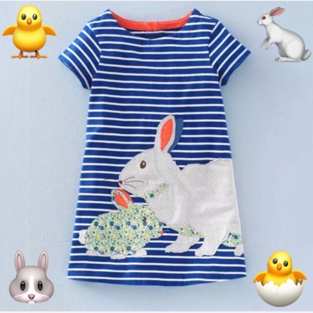 Embroidered Bunny Rabbit Dress Easter Spring - Picture 7 of 7